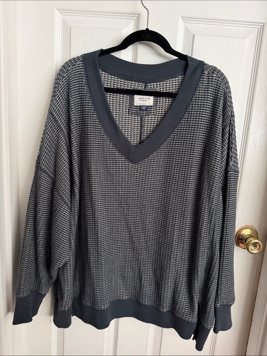 American Eagle Outfitters Sweaters - American Eagle Blue Waffle V-Neck Sweater